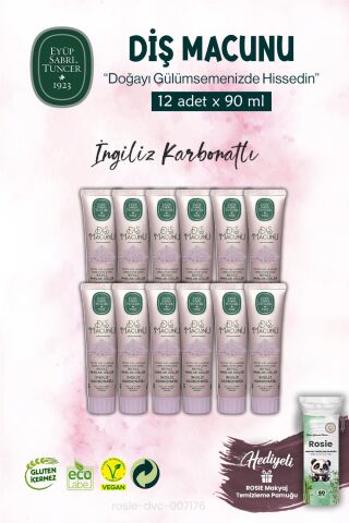 90 ml Diş Macunu 12 ADET İngiliz Karbonatı ve ROSIE
