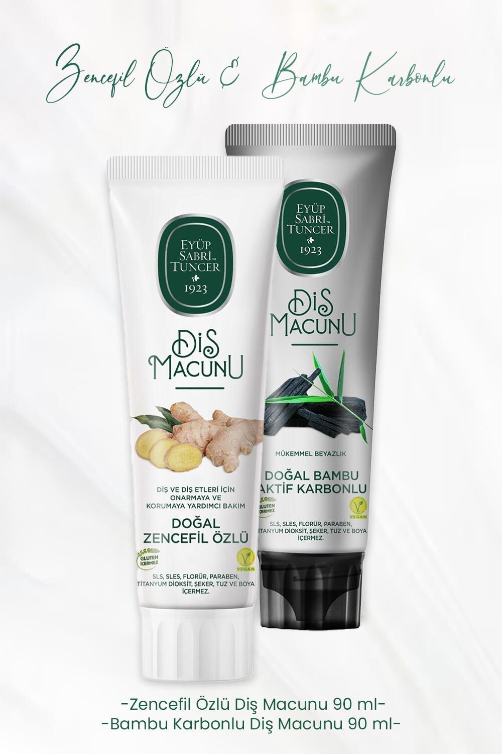 Eyüp Sabri Tuncer Diş Macunu Zencefil Özlü 90 ml ve Bambu Karbonlu 90 ml