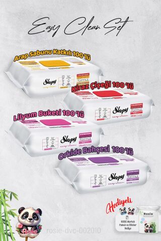 Sleepy  Arap Sabunu, Kiraz Çiçeği, Orkide ve Lilyum Yüzey Temizlik Havlusu ve Hediye Rosie