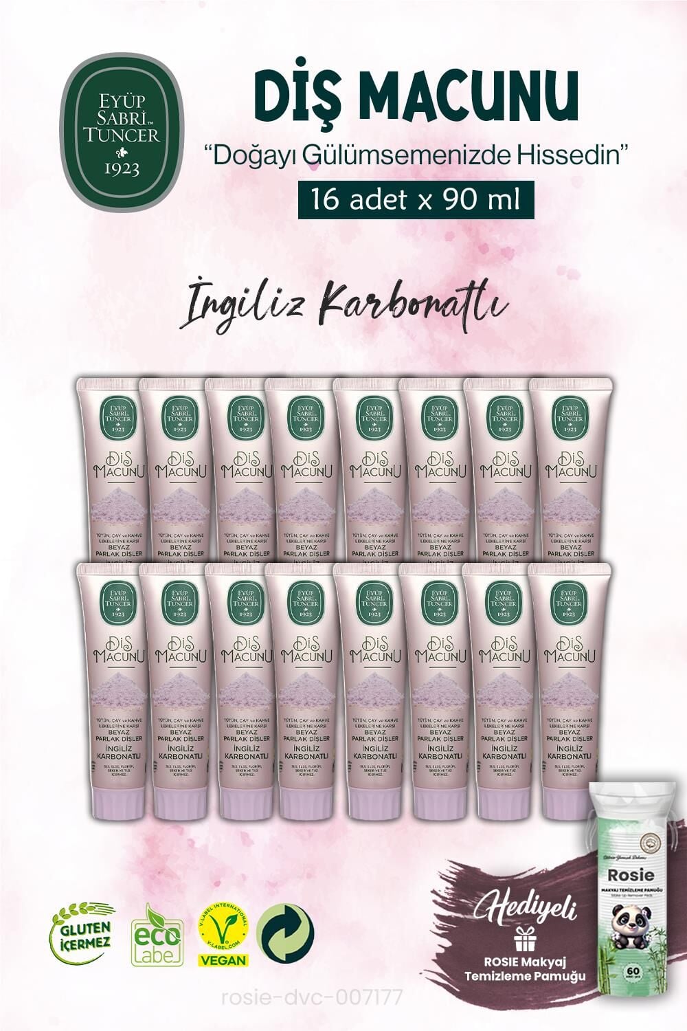 Diş Macunu 90 ml, 16 ADET İngiliz Karbonatı ve ROSIE
