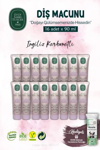 Diş Macunu 90 ml, 16 ADET İngiliz Karbonatı ve ROSIE