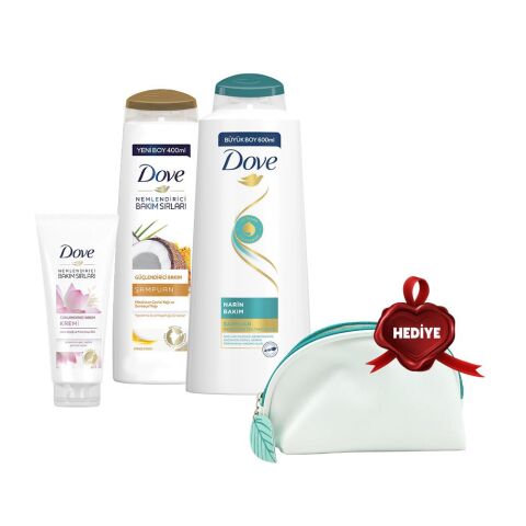 Dove Şampuan 600 ml, 400 ml ve Saç Kremi Lotus, Çanta Hediyeli