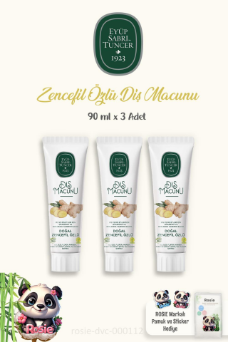 Eyüp Sabri Tuncer 3 Adet Diş Macunu Zencefil Özlü 90 ml ve 60'lı Pamuk ROSIE