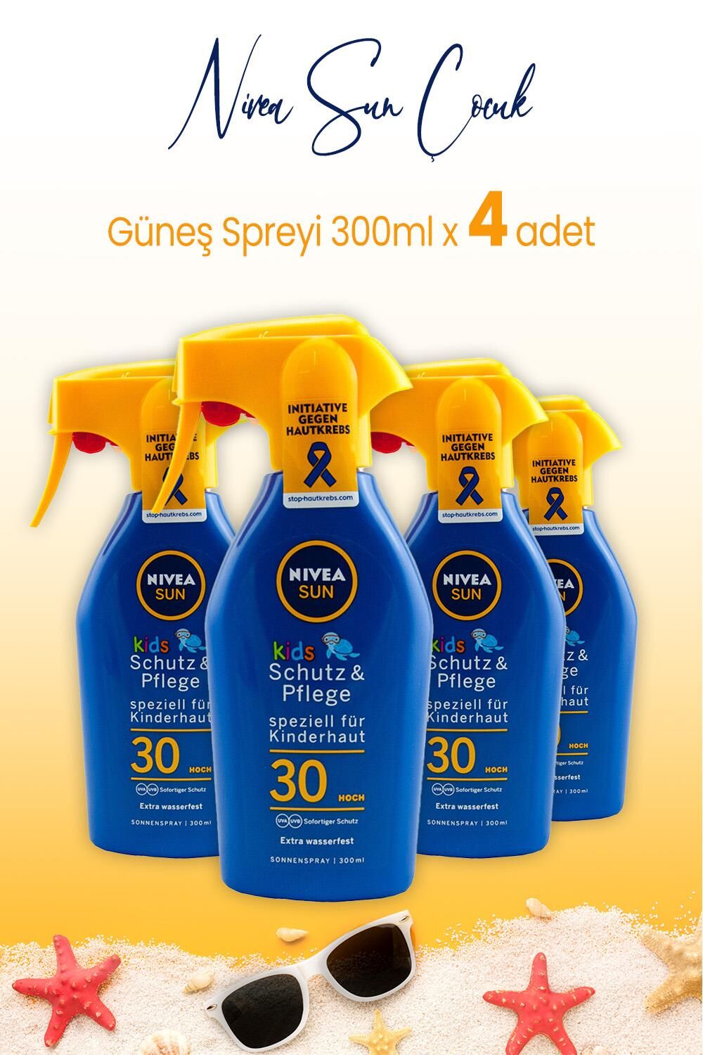 Nivea Sun Çocuk Koruma Güneş Spreyi 300 ml SPF30 x 4 Adet