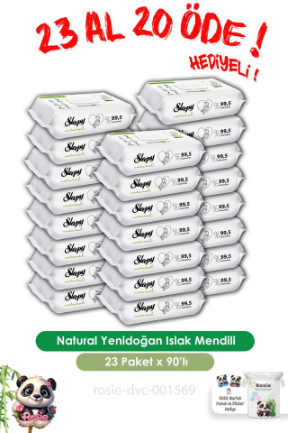 Sleepy 23 AL 20 ÖDE Natural Yenidoğan Islak Mendili 90 Adet ve ROSIE