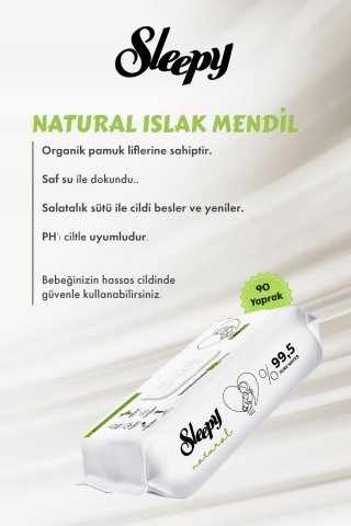 Sleepy 23 AL 20 ÖDE Natural Yenidoğan Islak Mendili 90 Adet ve ROSIE