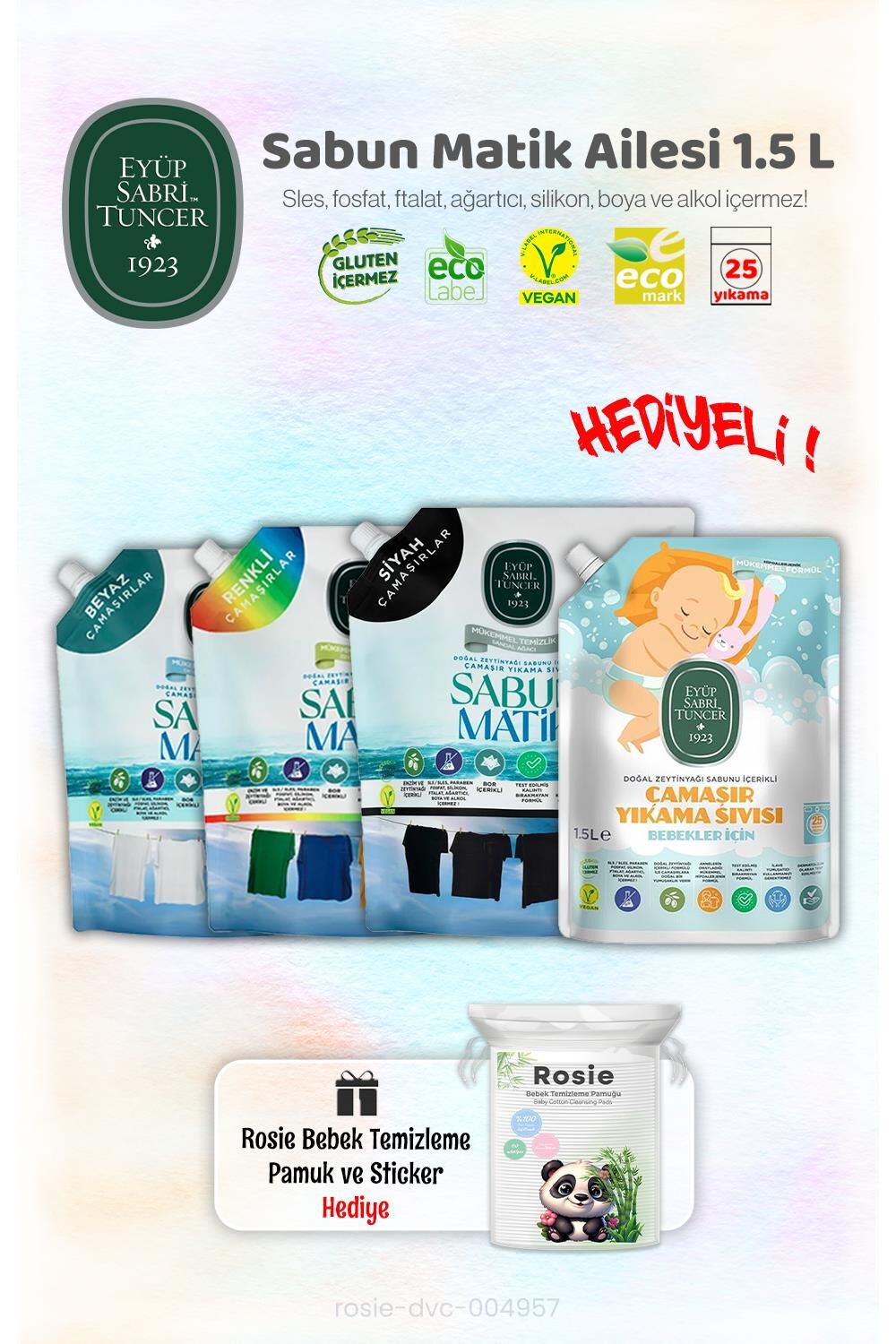 Eyüp Sabri Tuncer 4'lü Çamaşır Yıkama Sıvısı Paketi 1500 ml ve ROSIE