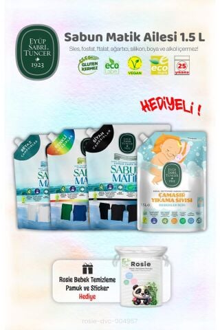 Eyüp Sabri Tuncer 4'lü Çamaşır Yıkama Sıvısı Paketi 1500 ml ve ROSIE