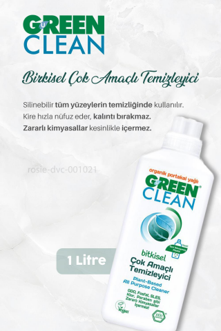 3 Adet Green Clean Bitkisel Çok Amaçlı Temizleyici Portakal Yağlı 1 lt ve ROSIE