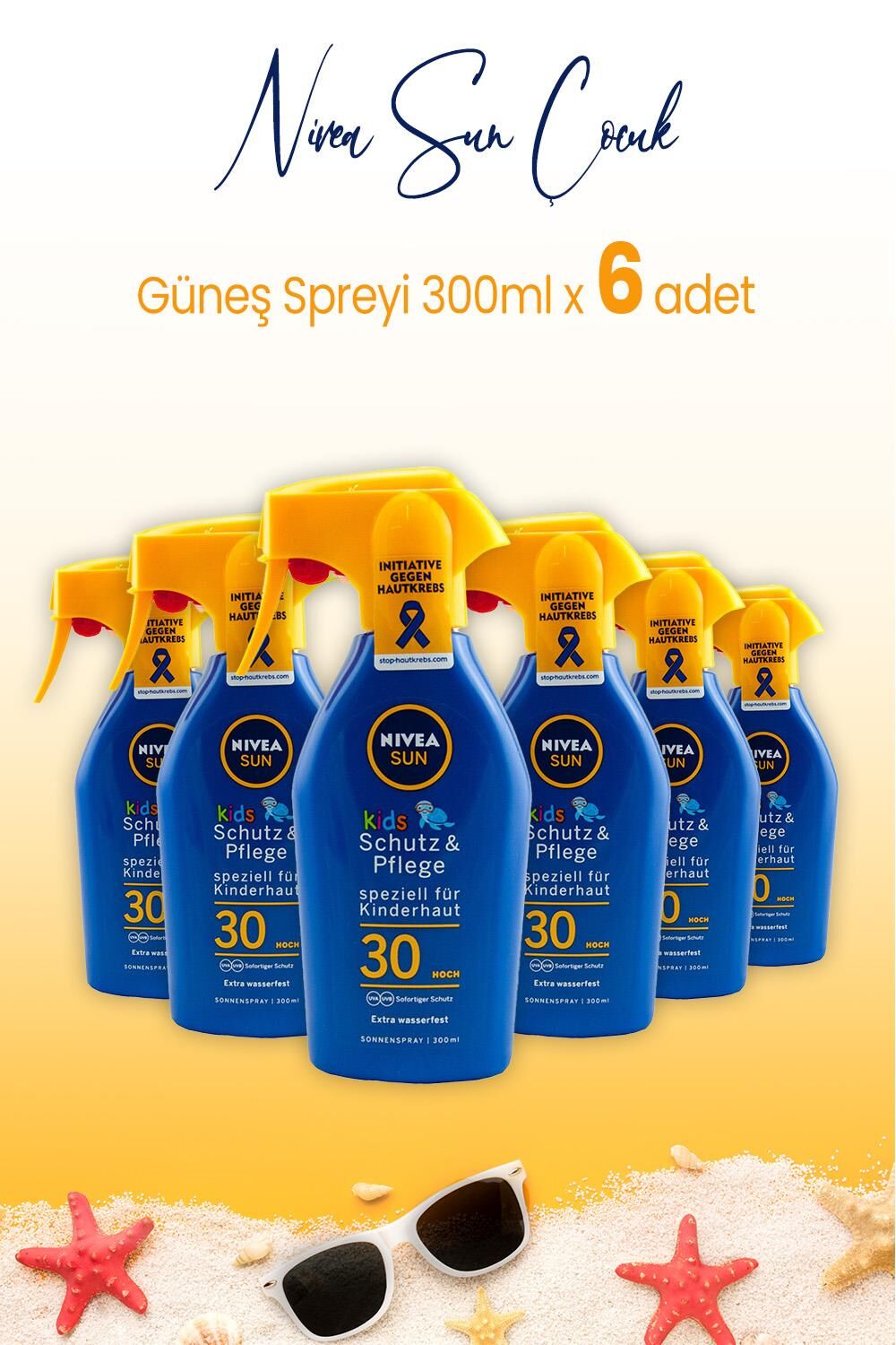 Nivea Sun Çocuk Koruma Güneş Spreyi 300 ml SPF30 x 6 Adet