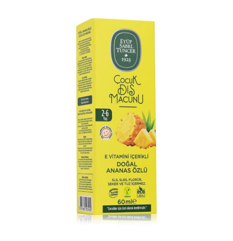Eyüp Sabri Tuncer Doğal Ananas Özlü 2-6 Yaş Çocuk Diş Macunu 60 ml