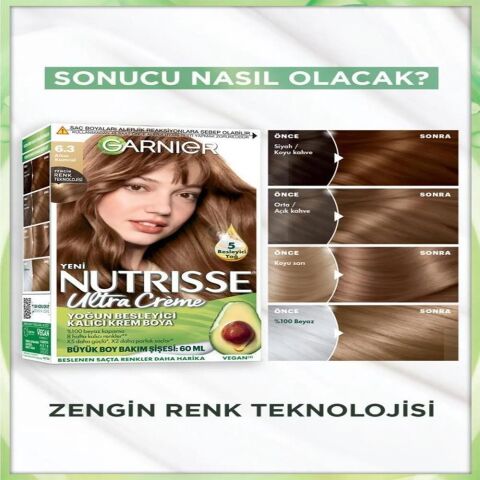 Garnier Nutrisse Yoğun Besleyici Kalıcı Krem Saç Boyası 6.3 Altın Kumral