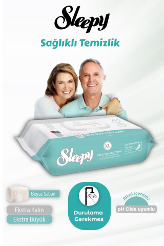Sleepy 11 AL 10 ÖDE Vücut Temizleme Mendili Xl 50''li ve ROSIE