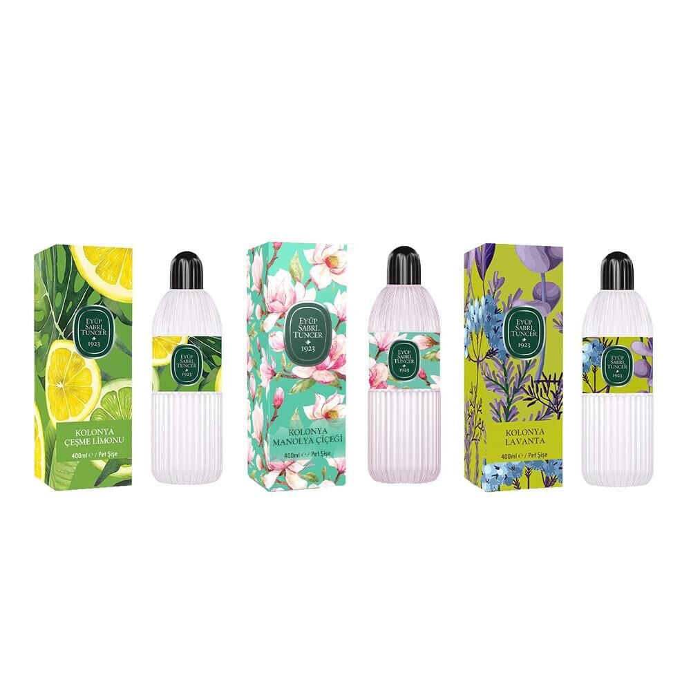 Eyüp Sabri Tuncer Kolonya Çeşme Limonu, Manolya Çiçeği ve Lavanta Pet Şişe 400 ml