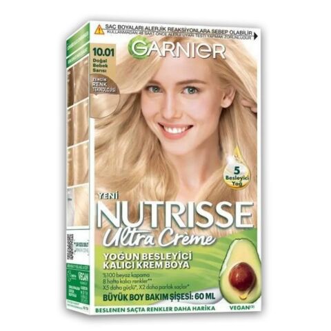 Garnier Nutrisse Yoğun Besleyici Kalıcı Krem Saç Boyası 10.01 Doğal Bebek Sarısı