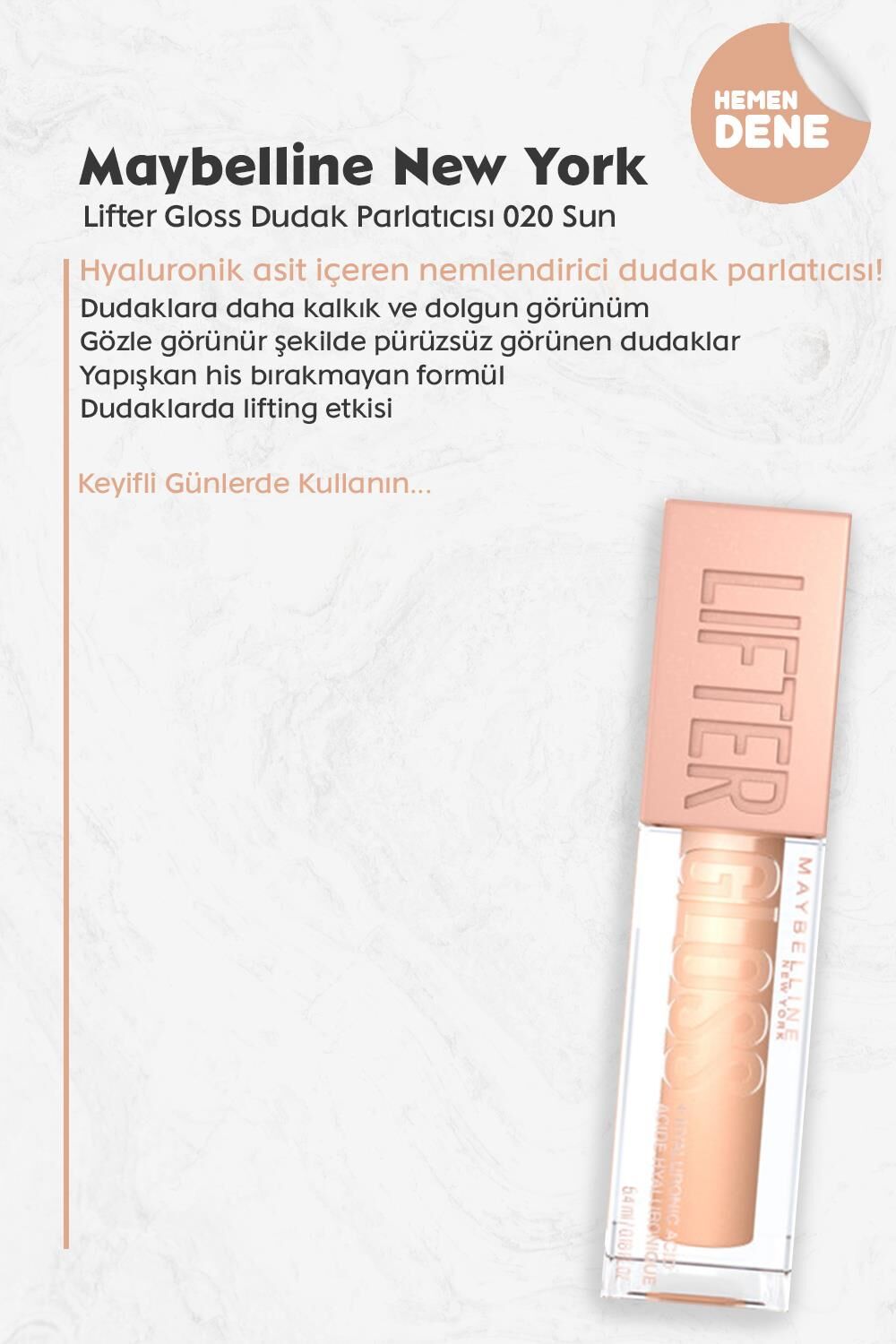 Maybelline New York Lifter Gloss Dudak Parlatıcısı 020 Sun