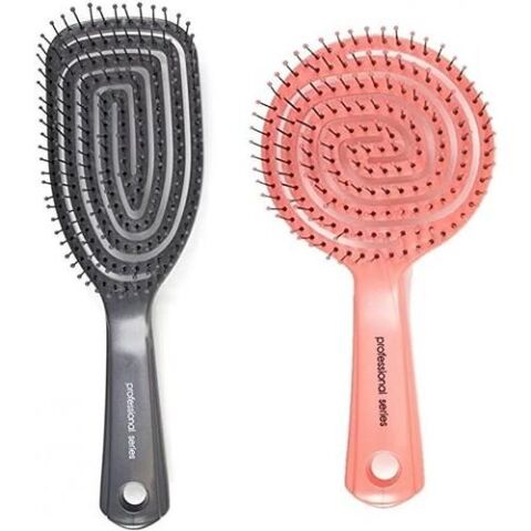 Nascita Üç Boyutlu Saç Fırçası Koyu Gri ve Oval Saç Fırçası Pembe