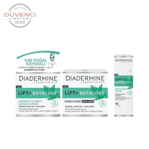 Diadermine Lift+ Botology 3'lü Bakım Seti, Gündüz + Gece Kremi 50 ml + Göz Kremi 15 ml