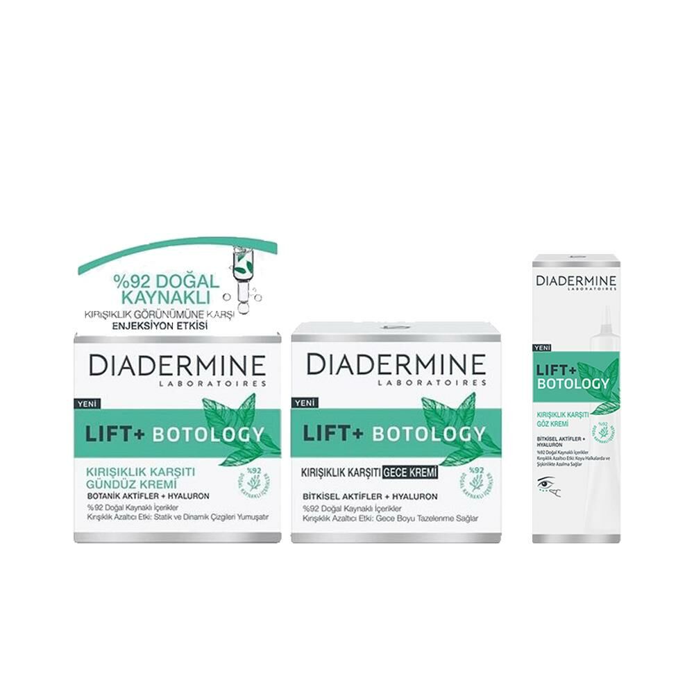 Diadermine Lift+ Botology 3'lü Bakım Seti, Gündüz + Gece Kremi 50 ml + Göz Kremi 15 ml