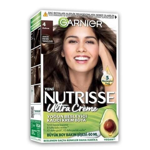 Garnier Nutrisse Yoğun Besleyici Kalıcı Krem Saç Boyası 4 Kahve