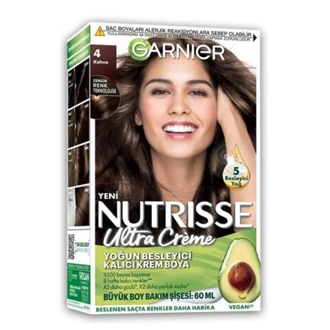 Garnier Nutrisse Yoğun Besleyici Kalıcı Krem Saç Boyası 4 Kahve