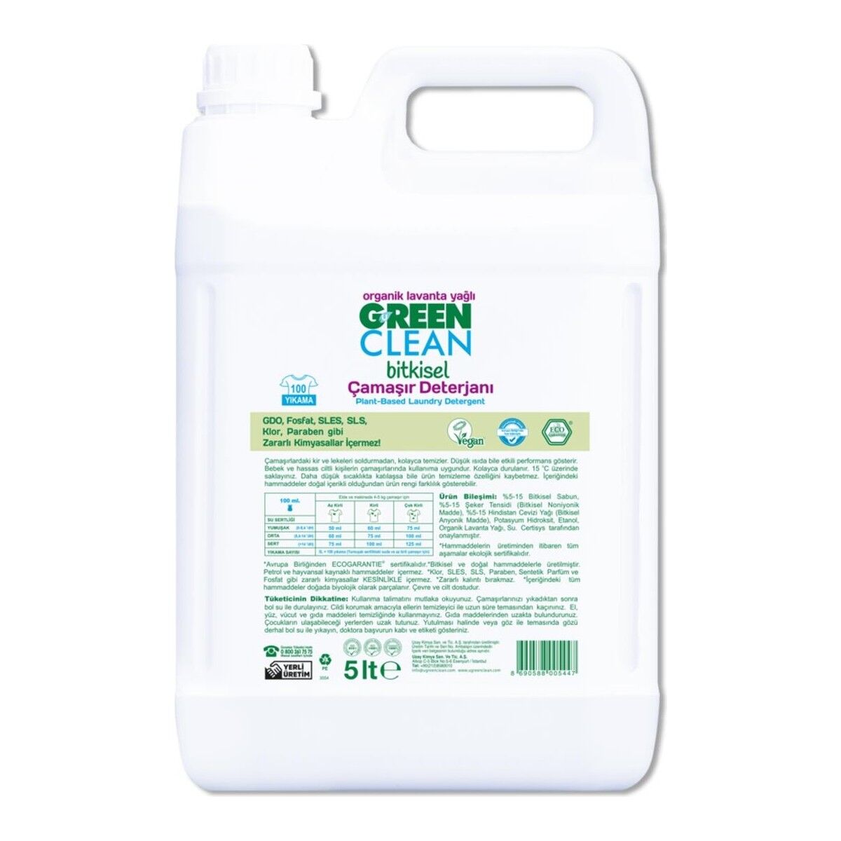 Green Clean Bitkisel lavanta yağlı Çamaşır Deterjanı 5 lt