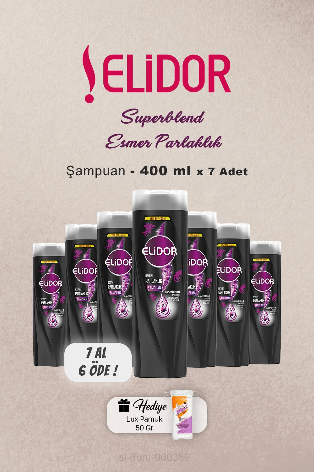 7 AL 6 ÖDE Elidor Şampuan Esmer Parlaklık 400 ml, Pamuk Hediyeli