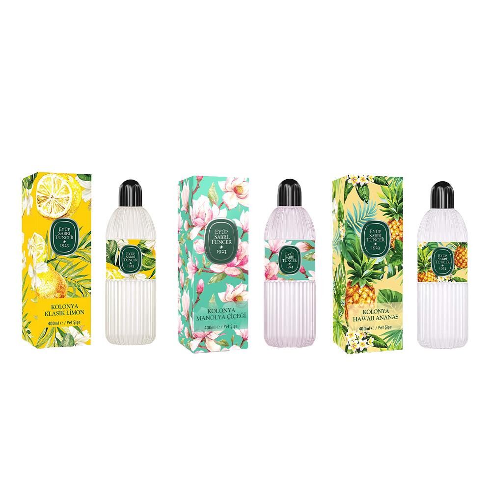Eyüp Sabri Tuncer Kolonya Klasik Limon, Manolya Çiçeği ve Hawaii Ananas Pet Şişe 400 ml