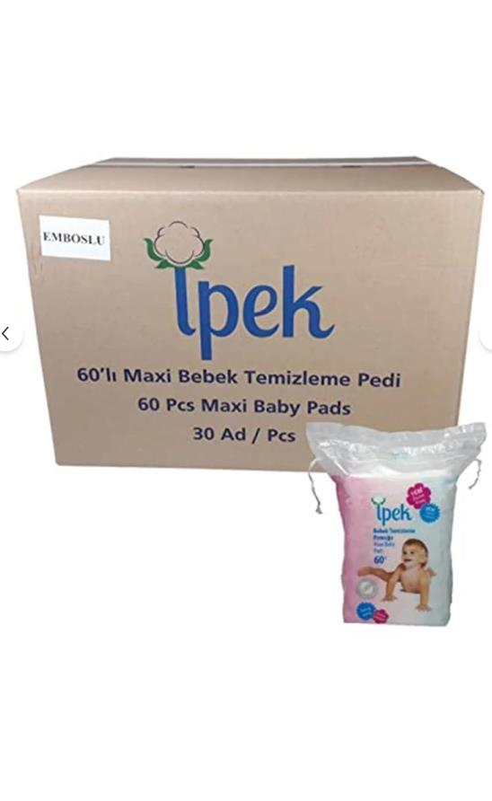 İpek Bebek Temizleme Pamuğu 60 x 30 Paket
