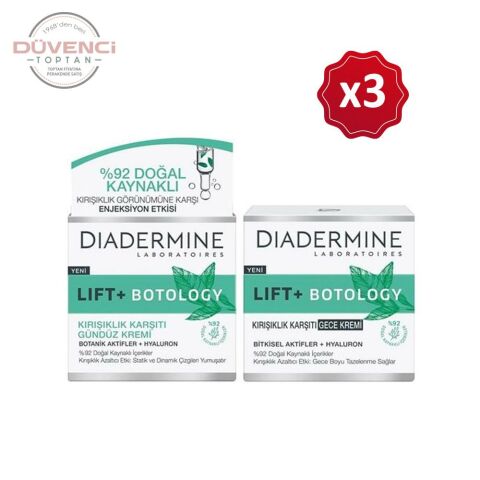 Diadermine Lift+ Botology Gündüz Kremi 50 ml + Gece Kremi 50 ml x 3 Adet