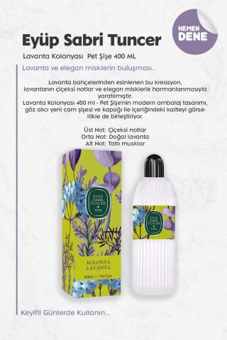 Eyüp Sabri Tuncer Lavanta Kolonyası Silindir Pet Şişe 400 ML