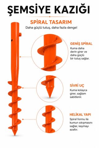 2 adet şemsiye sabitleme kazığı