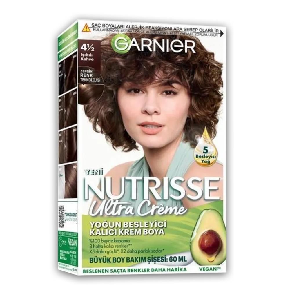 Garnier Nutrisse Yoğun Besleyici Kalıcı Krem Saç Boyası 4 1:2 Işıltılı Kahve
