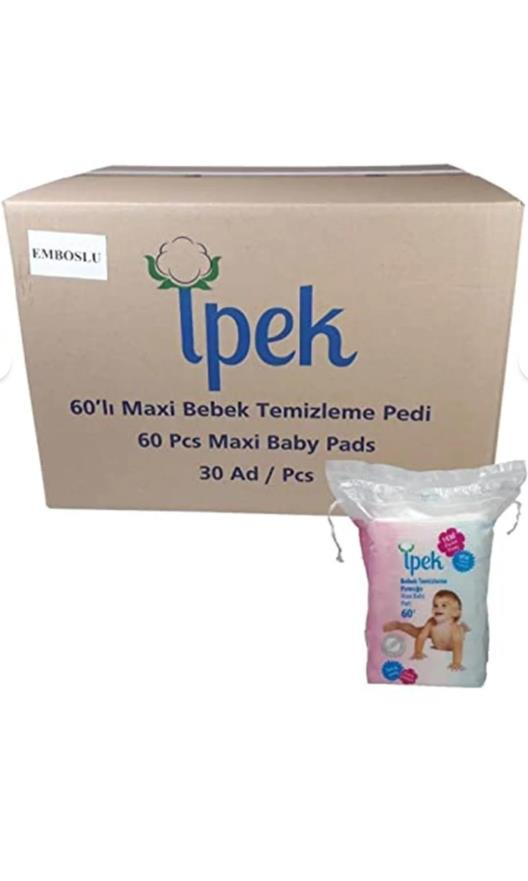 İpek Bebek Temizleme Pamuğu 60 x 30 Paket