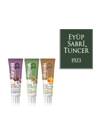 Eyüp Sabri Tuncer Misvak, Propolis ve Karanfil Özlü 75 ml Diş Macunu Seti (3 Adet)