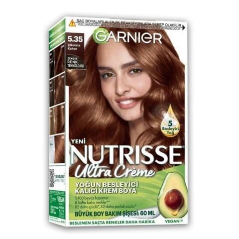 Garnier Nutrisse Yoğun Besleyici Kalıcı Krem Saç Boyası 5.35 Çikolata Kahve