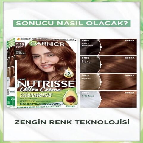 Garnier Nutrisse Yoğun Besleyici Kalıcı Krem Saç Boyası 5.35 Çikolata Kahve