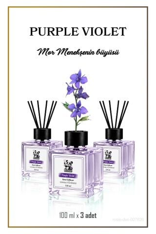 3'lü Mor Menekşe Çubuklu Oda Kokusu 100 ml