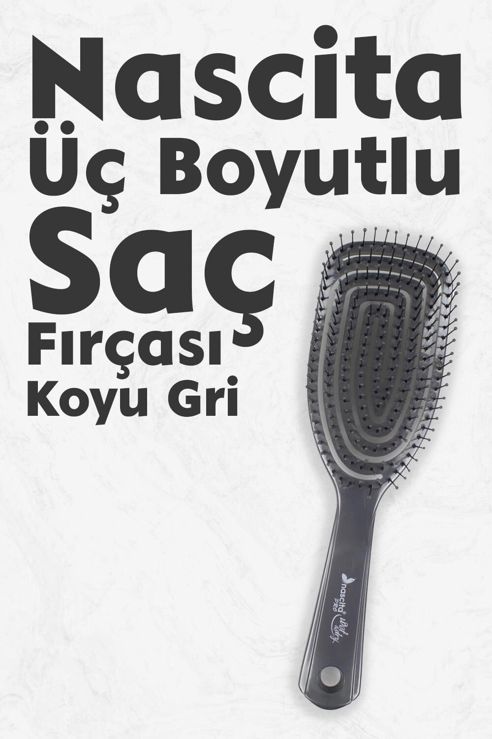 Nascita Üç Boyutlu Saç Fırçası Koyu Gri