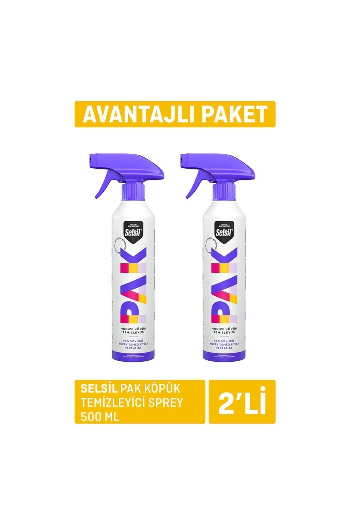 Selsil Pak Mucize Köpük Temizleyici Sprey 500 ml x 2 adet