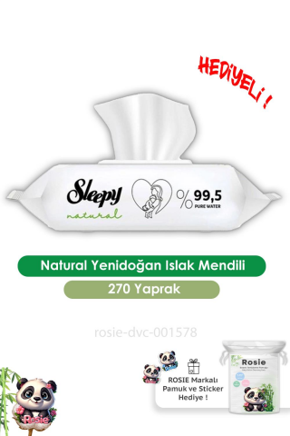 Sleepy 3'lü Natural Yenidoğan Islak Mendili 90 Adet ve ROSIE