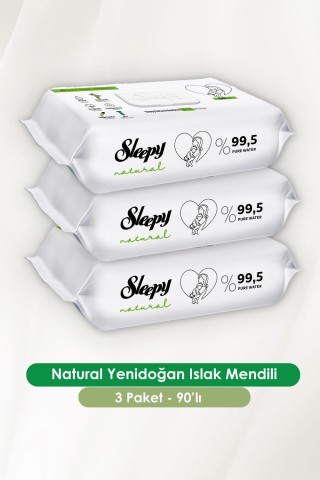 Sleepy 3'lü Natural Yenidoğan Islak Mendili 90 Adet ve ROSIE