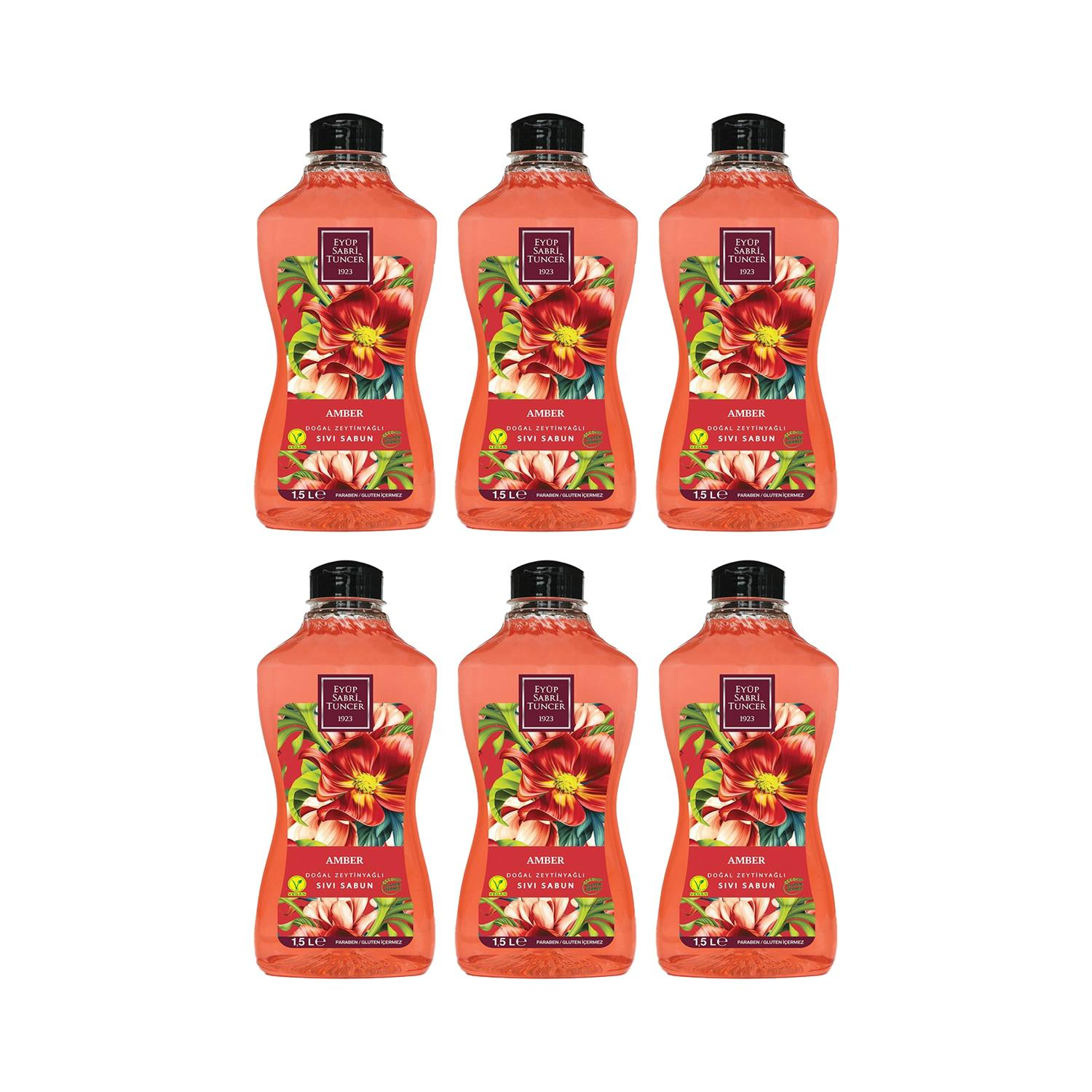 Eyüp Sabri Tuncer Doğal Zeytinyağlı Sıvı Sabun Amber 1.5 litre Pet Şişe x 6