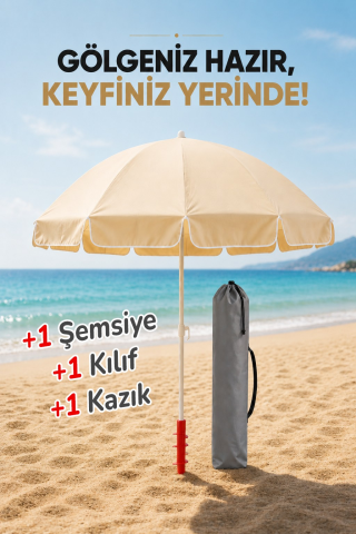 Plaj Şemsiyesi + Kazık + Kılıf, Sabit Gölge Paketi