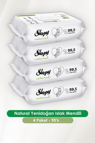 Sleepy 4'lü Natural Yenidoğan Islak Mendili 90 Adet ve ROSIE