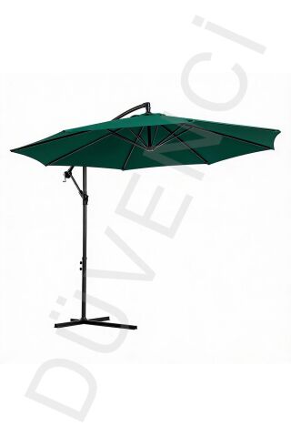Koyu Yeşil, Bahçe Şemsiyesi Makaralı 300cm, 8 telli