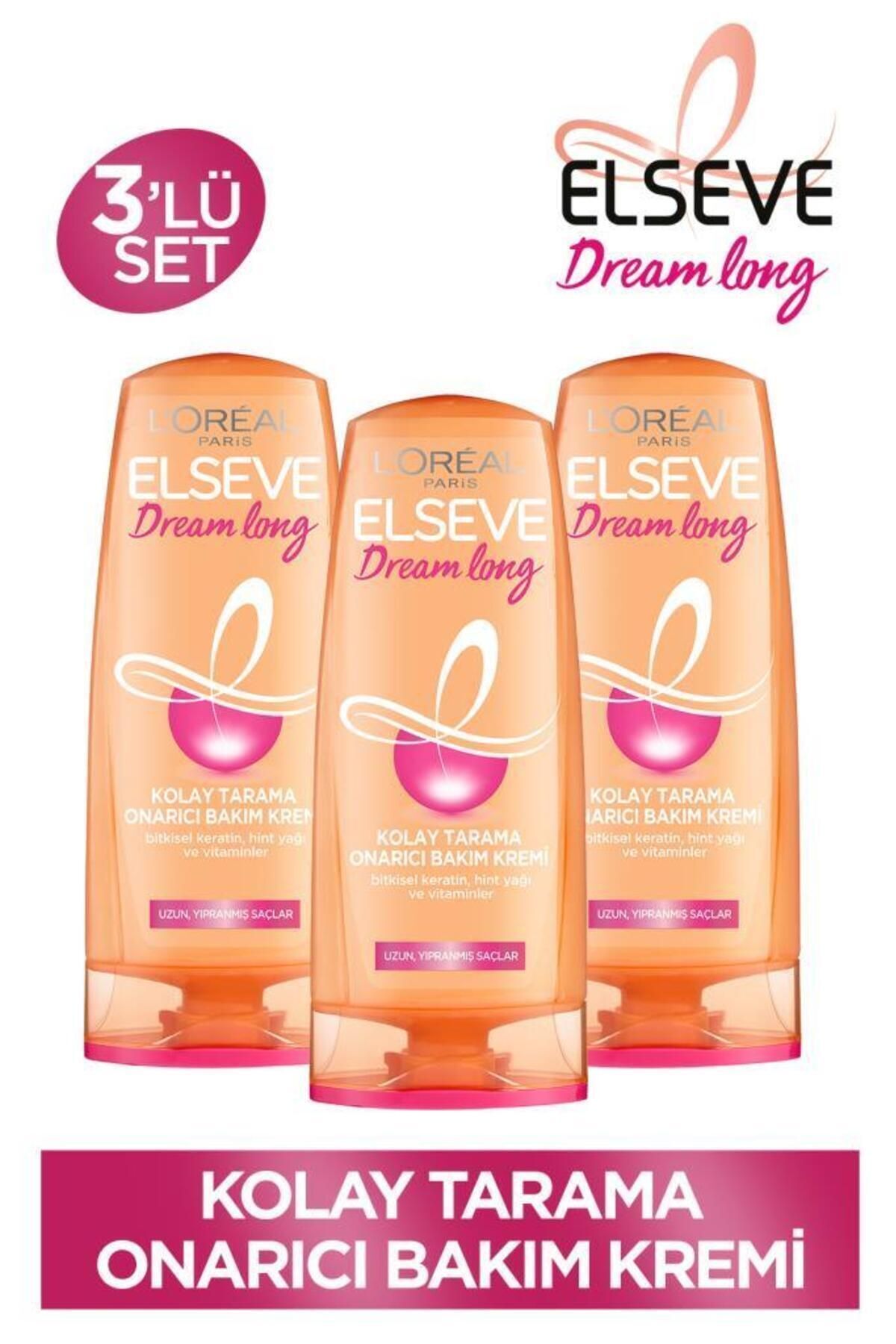 Elseve 3'lü Dream Long Kolay Tarama Saç Bakım Kremi 390ml Seti