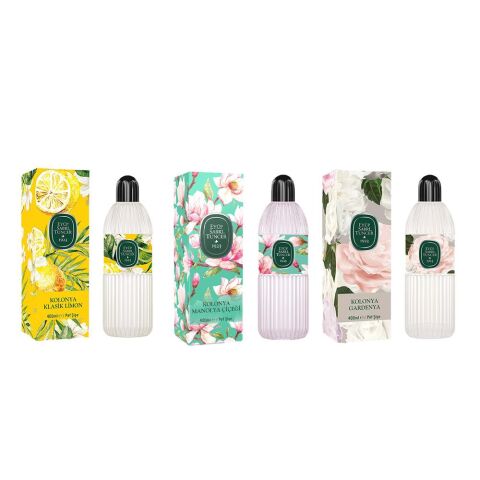 Eyüp Sabri Tuncer Kolonya Klasik Limon, Manolya Çiçeği ve Gardenya 80 Derece Pet Şişe 400 ml