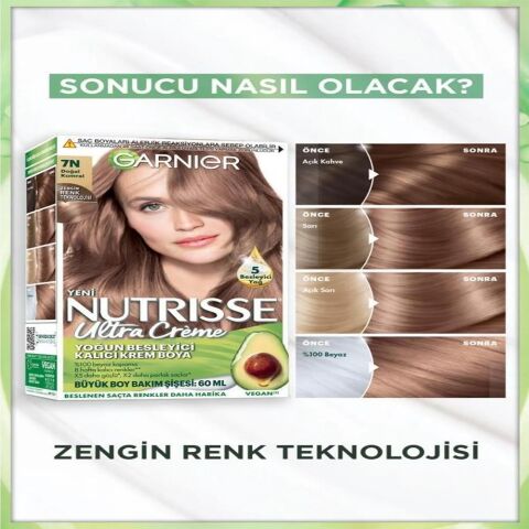 Garnier Nutrisse Yoğun Besleyici Kalıcı Krem Saç Boyası 7N Doğal Kumral