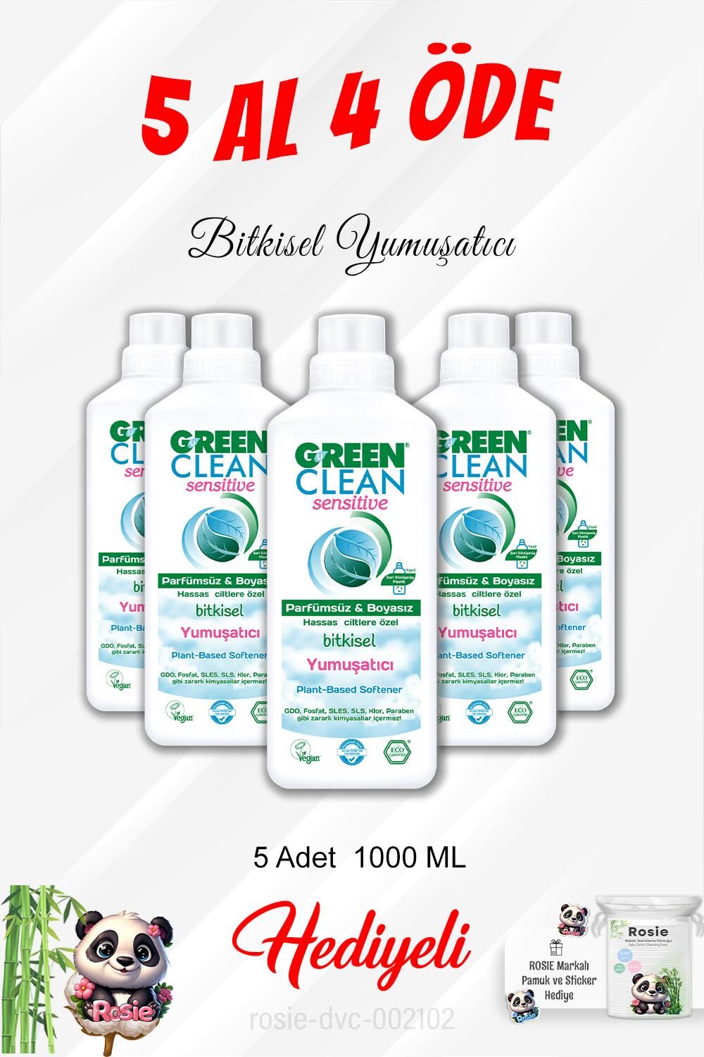 5 Al 4 Öde Bitkisel Yumuşatıcı 1000 ML ve Rosie Pamuk